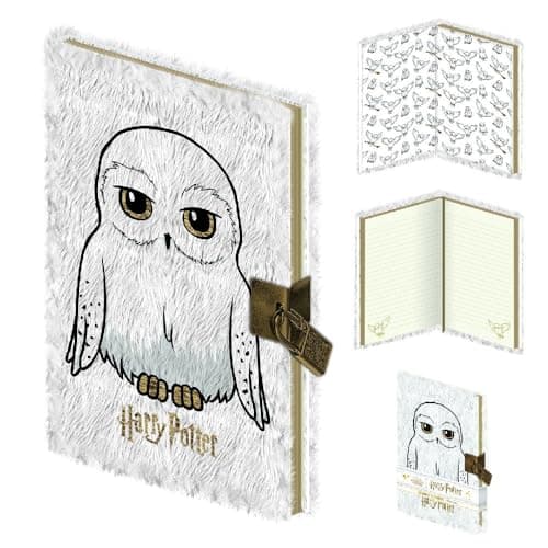 Image of Pyramid International HARRY POTTER Hardback Lockable Notebook, A5 Lined Pages (Fluffy Hedwig Design) - Official Merchandise