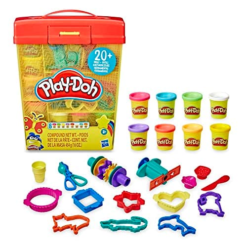 Image of Play-Doh Large Tools and Storage Activity Set for Children Aged 3 Years and Up with 8 Non-Toxic Colours and 20-Plus Tools