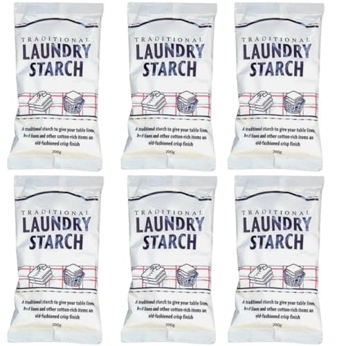 Image of Traditional Laundry Starch Sachets 200g Powdered Cold/Hot Water Starch for Crisp Finish Natural, Vegan Ideal for Shirts, Linen, Napkins, Bed Sheets (6)