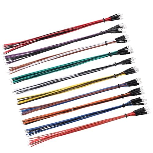 Image of YIXISI 50 PCS 3mm LED Diodes Light, 12V 20cm Pre Wired LED, Emitting Diodes Pre Wired, 10 Colours