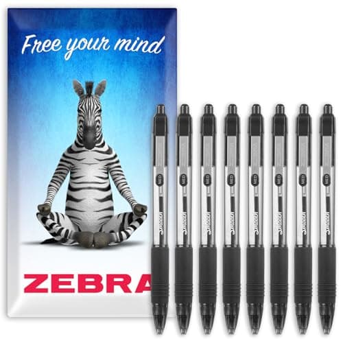 Image of Zebra Z-Grip Smooth Retractable Ballpoint Pen - 1.0mm Nib - Pack of 8 - In Envelope Gift Packaging (Black)