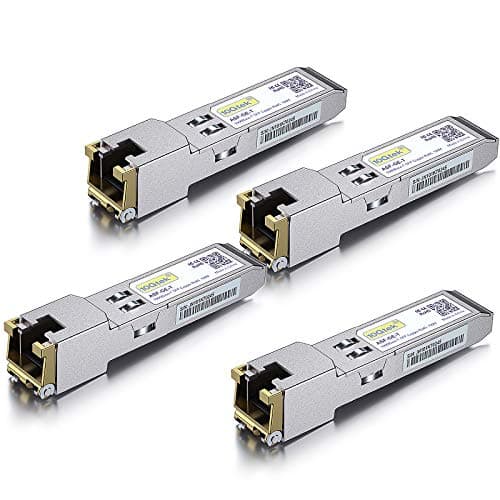 Image of [4 Pack] 1G SFP to RJ45 Mini-Gbic Module 100-meter, 1000Base-T Copper Transceiver Compatible for Cisco GLC-T/SFP-GE-T, Meraki, Ubiquiti UniFi UF-RJ45-1G, Netgear, Zyxel, D-Link, TP-Link and more