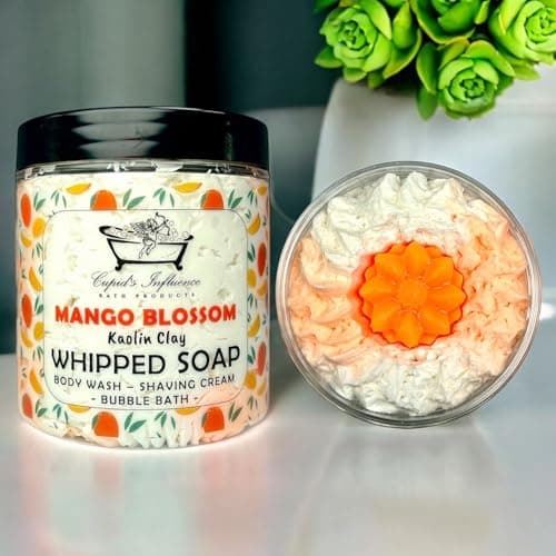 Image of Mango Blossom Whipped Soap | Kaolin Clay Body Wash | Shower Fluff | Shaving Foam | Shower Cream | Mango Bubble Bath | Luxurious Shower Whip | Mango Soap