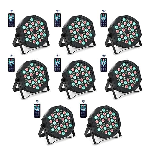 Image of Stage Lights 36LED 72W Disco Lights RGB DMX512 with Remote Control, Par Light 7 Modes Stage Lighting Effect DJ Lights for Party Bar Club Wedding Halloween Christmas (8PCS)