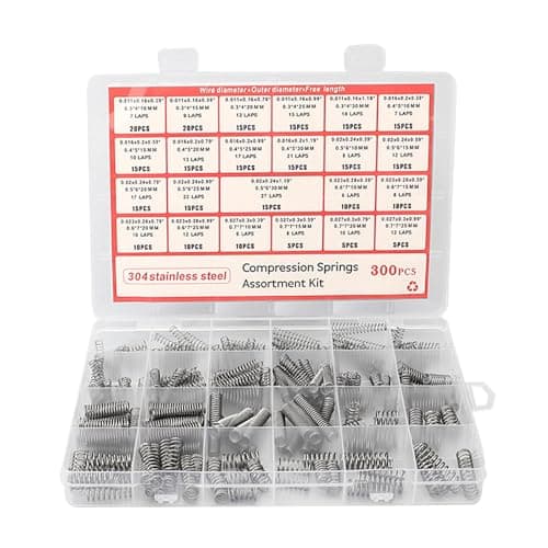 Image of 300 PCS Compression Springs Assortment Kit - 304 Stainless Steel Small Spring Set, 23 Different Sizes Extension Springs Mechanical Compression Coil Spring for DIY, Home, Automotive Repairs