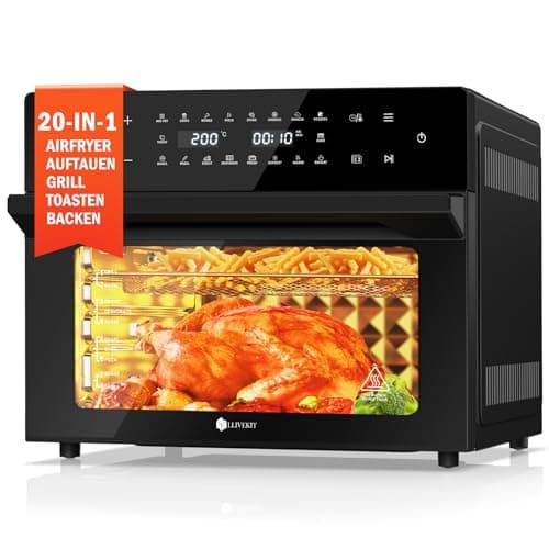 Image of LLIVEKIT 30L Air Fryer Oven XXL with Rotisserie, Mini Oven with 20 Programs, 9 Accessories, 360°Hot Air Circulation Technology, LED Touchscreen, Double-layered Glass Door, Recipe Book