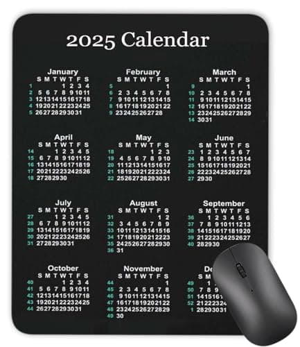Image of 2025 Calendar Vertical Non-Slip Rubber Mouse Pad， Calendar Black Mouse Mat Mouse Pad Office Mousemat Gaming Mouse Pad 9.5 inch x 7.9 inch