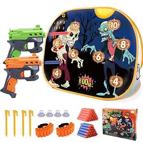 Image of BananMelonBM Zombie Shooting Game Practice Target Toys Foam Blaster Sets，with 2 Dart Blasters 40 Foam Darts，Halloween Indoor Activity Game for Kids