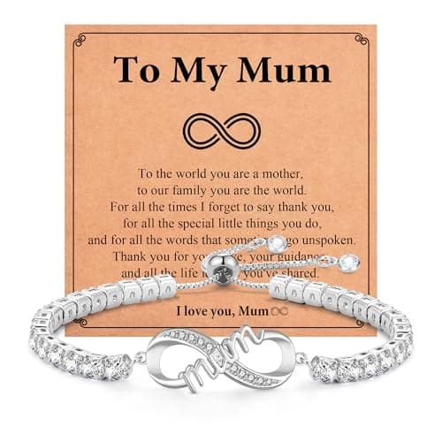 Image of Shuxin Mothers Day Gifts for Mum, Mum Birthday Gifts from Daughter Son, Infinity Cubic Zirconia Tennis Bracelet for Women, Christmas Valentines Jewellery Present for Her