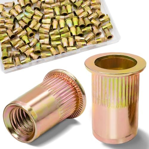 Image of Vifmy 115Pcs M6 Rivet Nuts, Metric Zinc Plated Finish Carbon Steel Flat Head Threaded Insert Nutsert Kit