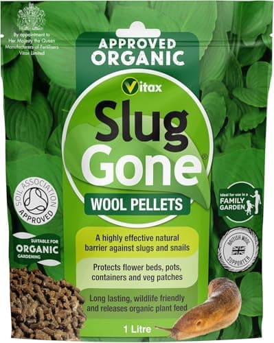 Image of Vitax Slug Gone Wool Pellets 1L – Natural Organic Slug & Snail Repellent – Trial Size Pet & Wildlife Safe Barrier - Chemical-Free Non-Toxic Protection for Herbs, Flowers & Pots – UK Soil Feed & Mulch