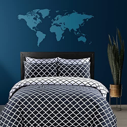 Image of DTEX HOMES 100% Cotton Duvet Cover Set Printed Reversible Duvet Quilt Cover Set,Spades Black-Double