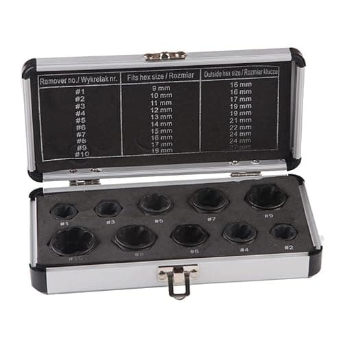 Image of 10 PCS Nut Remover Impact Nut Extractor Set, Bolt Extractor Socket Wrenches Tool for Removing Damaged, Rusted, Rounded-Off Bolts, Nuts & Screws (One Size 10PCS Short)