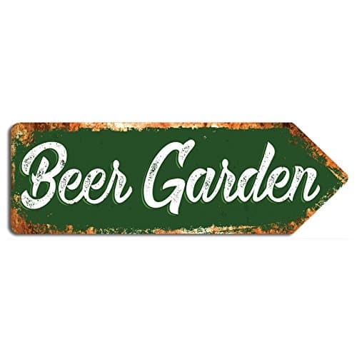 Image of WTF | Beer Garden | Metal Wall Sign Arrow Plaque Art Inspirational (Green)