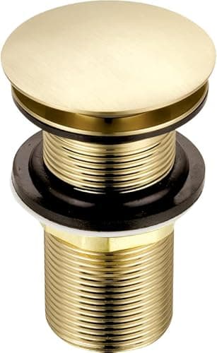 Image of Xcel Home Brushed Gold Unslotted Basin Waste | Dome Shaped Click Clack Replacement Pop Up Brass Polished Bathroom Sink Plug