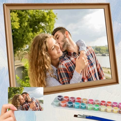 Image of Custom Paint by Numbers for Adults Beginners – Personalised Paint by Numbers Canvas, DIY Painting by Numbers Kits Make Your Own Photo, Personalised Gifts for Couple, Friends, Family, Pets, Home Decor