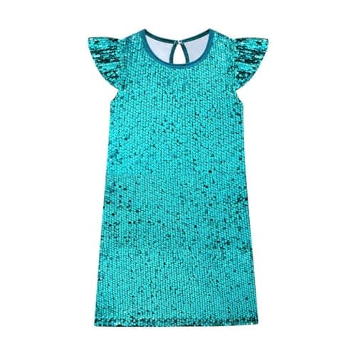 Image of Lito Angels Little Girls A-Line Sequin Party Dress Kids Sparkly Fancy Outfit Elegant for Birthday Wedding, Age 2-3, Teal Green