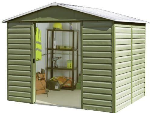 Image of Yardmaster 10 x 12 ft Apex Roofed Shiplap Metal Shed - Green
