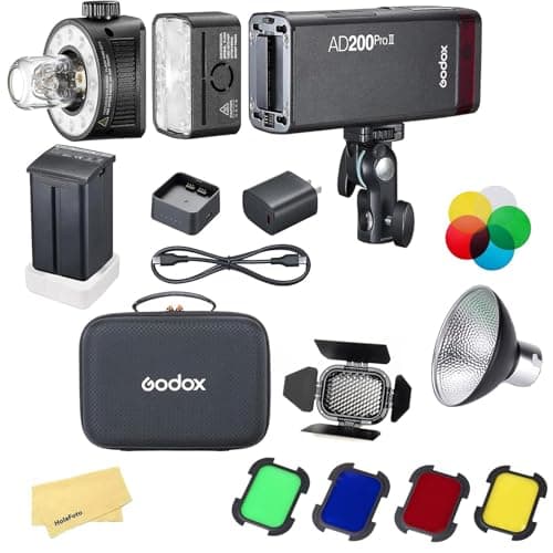 Image of Godox AD200ProII AD200 Pro II 2.4G Pocket Flash Strobe with AD-M Reflector and BD-07,0.01-1.8s Recycle Time,2980mAh Lithium Battery for Canon Sony Nikon Fuji Fujifilm Olympus Panasonic Pentax