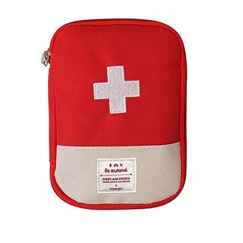 Image of EQLEF Travel First Aid Kit First Aid Bag Empty Mini Medicine Storage Bag First Aid Pouch Small Medical Bag for Car Hiking Camping Outdoor Activities (Red)