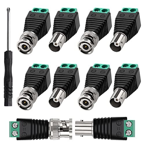 Image of KUOQIY 5 Pairs BNC Video Balun Connector, Coax Cat5 Cat6 to Video Balun Surveillance Camera, BNC Connector Adapter Solderless Screw Terminal, for CCTV Surveillance Camera, DVR, TV