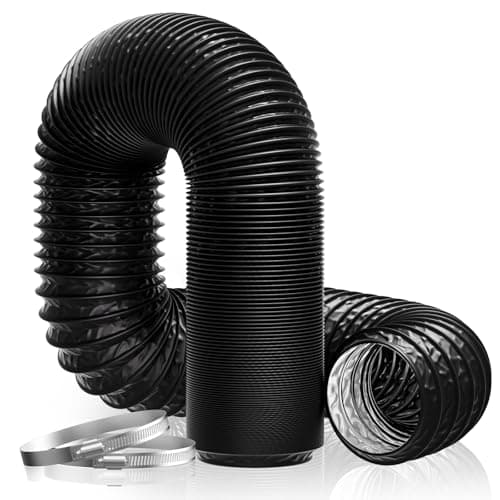 Image of Hon&Guan 125mm Aluminium PVC Ventilation Air Ducting 5inch Flexible Vent Hose Pipe for Extractor Fan, Tumble Dryer, Cooker Hood(ø125mm*5m,Black)