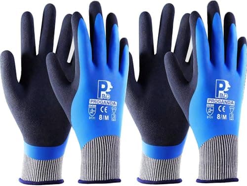 Image of PROGANDA 2 Pairs Waterproof Work Gloves Ultra-Grip Latex Double Coated for Superior Grip Durable and Versatile