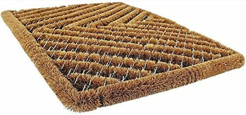 Image of MUSAN Heavy-Duty Boston Scraper Door Mat - Indoor & Outdoor Natural Coir Metal Wire Brush Non-Slip Mat - Entrance Home Living Room Kitchen Office Rugs - Reversible Dirt Stopper Brown Doormat (45x75CM)