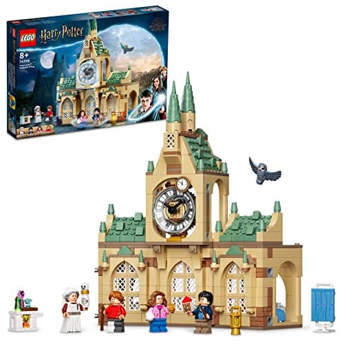 Image of LEGO 76398 Harry Potter Hogwarts Hospital Wing Buildable Castle Toy for Kids, Girls & Boys with Clock Tower and 4 Minifigures Inc. Hermione & Ron Weasley, Buildable Set from The Prisoner of Azkaban