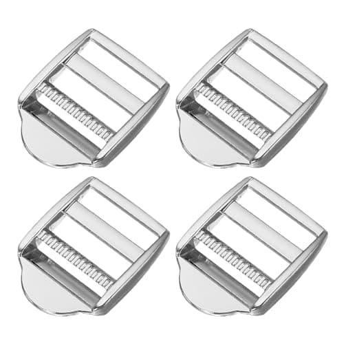 Image of PATIKIL Ladder Lock Buckle Slider 25mm, 4 Pack Zinc Alloy Adjustable Webbing Strap Release Buckles Belt Tri-Glide for Backpack Sewing DIY, Silver