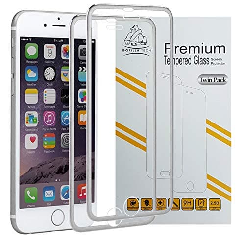 Image of Gorilla Tech Premium Twin Pack Apple iPhone 8 and iPhone 7 Full Tempered Glass Screen Protector Invisible Shield Crystal Clear HD Quality Aluminium Alloy Edge to Edge Full Screen Cover Protection 9H