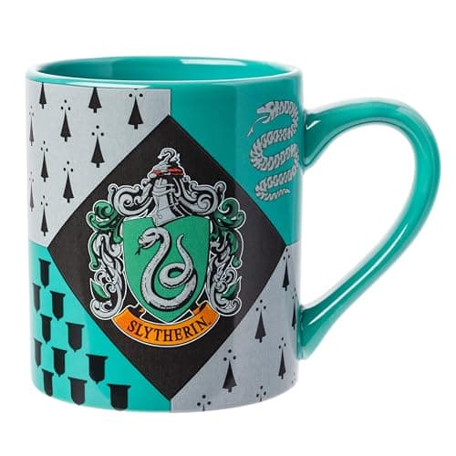 Image of Silver Buffalo HP7032 Harry Potter Slytherin House Crest Ceramic Mug, 14-Ounce, Multicolor