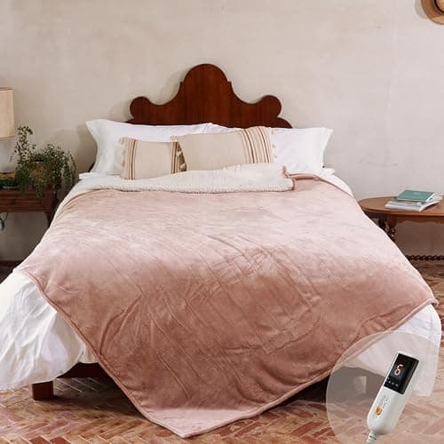 Image of GOTCOZY Electric Blanket Double Extra Large 200 x 150cm -Soft Silky Plush Heated Blanket with 9 Heat Settings & 10 Hours Auto-Off Timer For Home Use CE Certified Washable(Rose Dust)