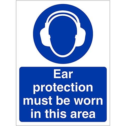 Image of Ear Protection Must Be Worn In This Area Sign 150mm x 200mm - Rigid Plastic (MAP.08W-RP)
