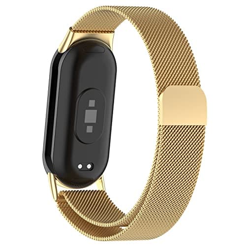 Image of Milanese Magnetic Straps for Xiaomi Smart Band 10/9/8 Strap Men Women,Magnet Stainless Steel Mesh Metal Bracelet Adjustable Waterproof Replacement Sport Wristband Band for mi Band 10/9/8, Gold