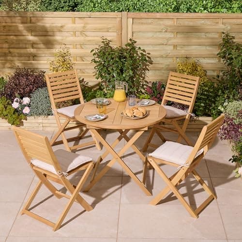 Image of Rowlinson Ashdown Folding 4 Seat Dining Set with Cushions