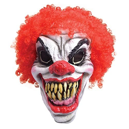 Image of Multicolor Horror Clown Rubber Mask Foam With Red Hair, 1 Pc. - Creepy & Lifelike Design, Perfect for Halloween, Costume Parties, & More Halloween