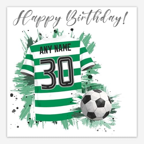 Image of Football Birthday Card For Celtic Fans, Personalised With Any Name and Number, Fun Birthday Card for Dad, Uncle, Son, Brother, Mum, Daughter, Sister, Grandad