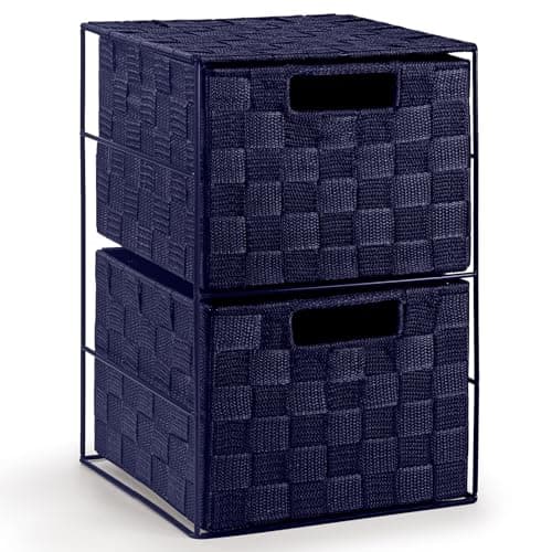 Image of EHC 2 Drawer Storage Unit Cabinet for Bedroom/Bathroom - Navy Blue