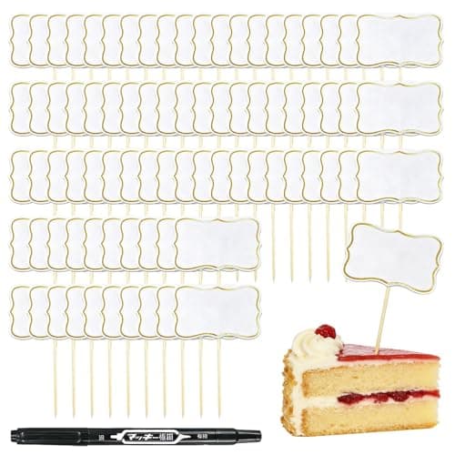 Image of Food Flags, 80 PCS Cheese Labels for Cheese Board, Cheese-Markers, with Black Marker Pen for Wedding, Birthday, Party, Cupcake Toppers and Party Decorations