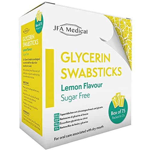 Image of JFA Medical Glycerin Swabsticks Lemon Flavour Sugar Free Swab Sticks for Dry Mouth - Box of 75
