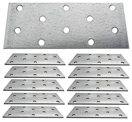 Image of Flat Connecting Joining Plates Galvanised Zinc Z275g/m2 20μm Brace Bracket Perforated Metal Steel Sheet Timber Wood Fixing Heavy Duty 4" x 1.5" (100 x 40 x 2mm) Pack of 10pcs