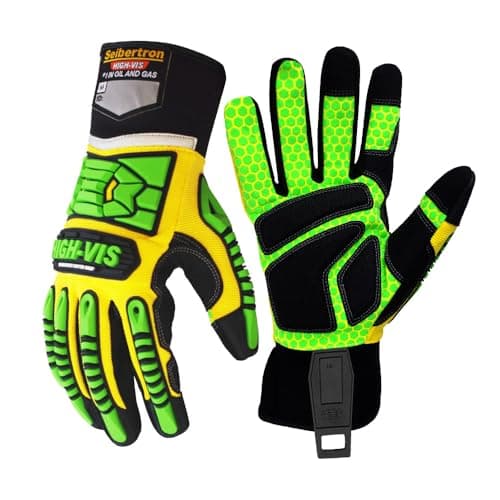 Image of Seibertron HIGH-VIS SDXG2 Dexterity Super Grip GEL Oil & Gas Anti-Vibration Impact Protection Safety Gloves M