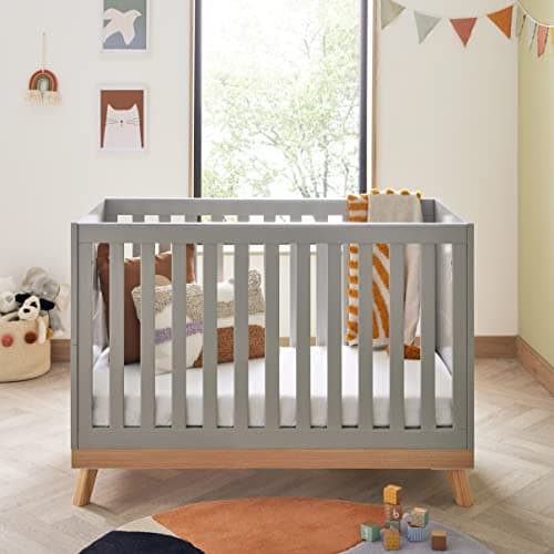 Image of Babymore Mona Mini Cot Bed (Grey, 120 x 60 cm)
