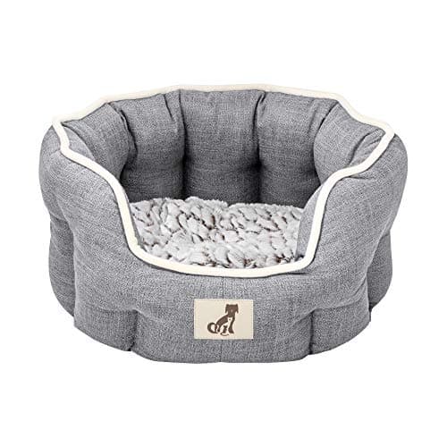 Image of allpetsolutions Alfie Range Dog Bed - Warm, Fleece-Lined Machine Washable with Raised Rim - Calming Pet Sofa & Home Lounger with Extra Soft Reversible, Removable Pillow Cushion - Medium, Grey