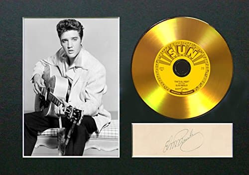 Image of #131 GOLD DISC ELVIS PRESLEY Thats All Right Signed Autograph Mounted Reproduction A4 Print (Mount & Print Only)