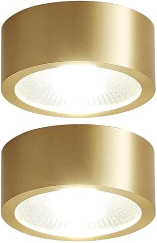 Image of LEGZIT 2pack,3W,5W,7W,9W Brushed Brass Ceiling Surface Mounted Downlight Eyeball Ceiling Light 8cm,10cm Retrofit Led Recessed Spotlights (Gold/Black,3000K Warm White)