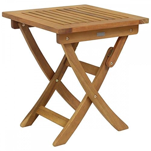 Image of Charles Bentley Wooden, Square, Foldable Table, FSC Certified Eucalyptus Wood, Traditional Design, Oil Coated, Natural Colour, Easy To Clean, Outdoor, Garden, Patio, Friends, Family (50x45x45cm)