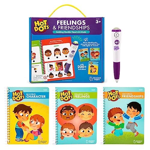 Image of Learning Resources Hot Dots Feelings & Friendships Social Emotional Learning Workbooks, Ages 3+, Instant Feedback, 200+ Social and Emotional Learning Activities