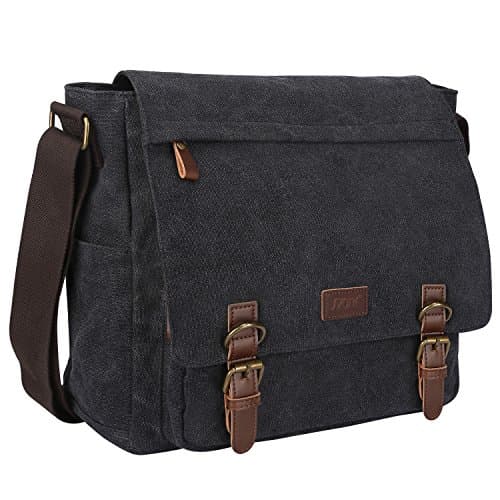 Image of S-ZONE Men's Messenger Bag Crossbody Shoulder 14-17.3Inch Laptop Vintage Canvas Briefcase Satchel for Work School Traveling Daily Use Multiple Pocket